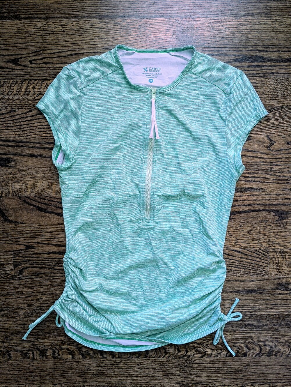 Carve Designs Mint Green Short Sleeve Zip Front Tee